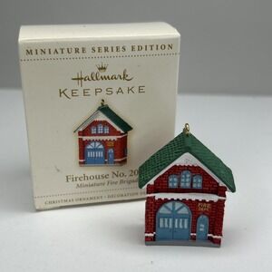 Hallmark Miniature Christmas Ornament Firehouse No 2006 Fire Brigade Station VTG